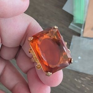 Vintage Amber Glass Adjustable Ring